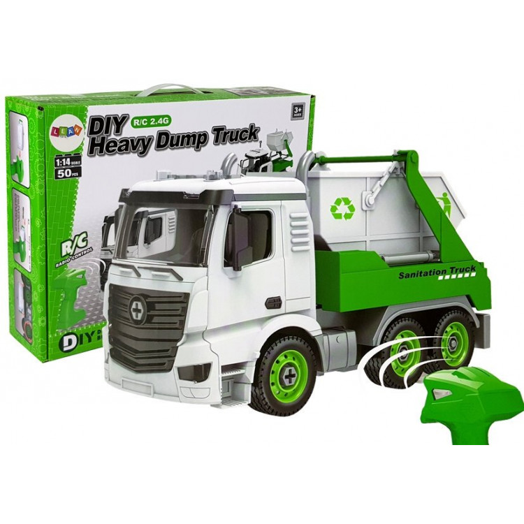 Smetiarske auto, stavebnica 1:14 RC - bielo-zelené